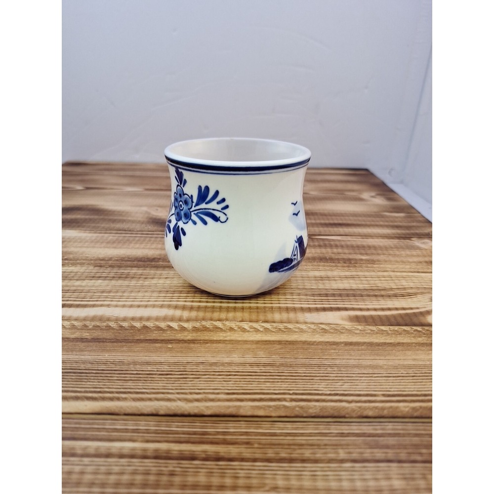 Delft Blue Windmill and Flower Coffee Mug Hand Painted Ceramic - Picture 4 of 9